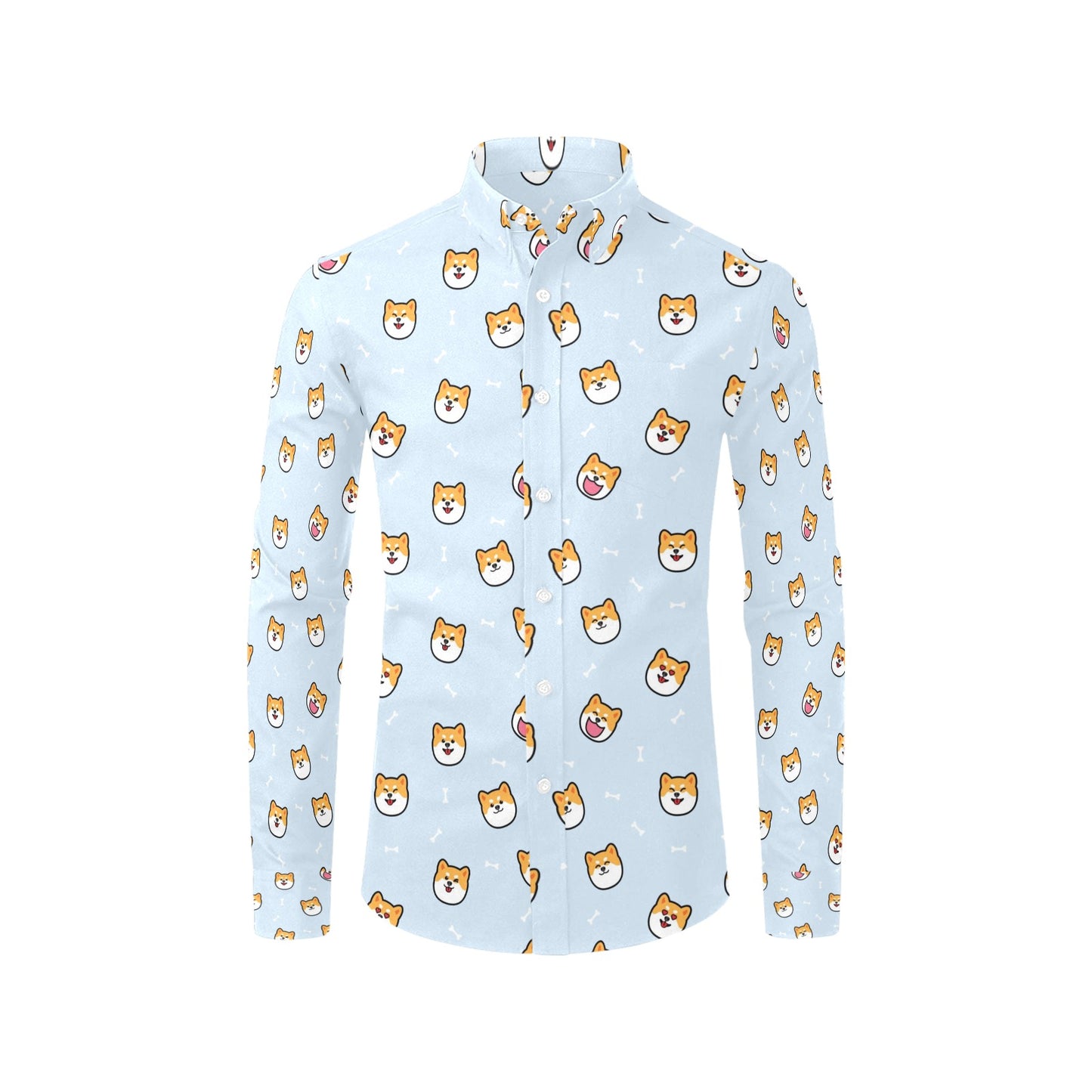 Shiba Inu Print Design LKS3012 Men's Long Sleeve Dress Shirt