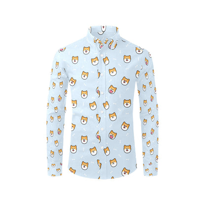 Shiba Inu Print Design LKS3012 Men's Long Sleeve Dress Shirt