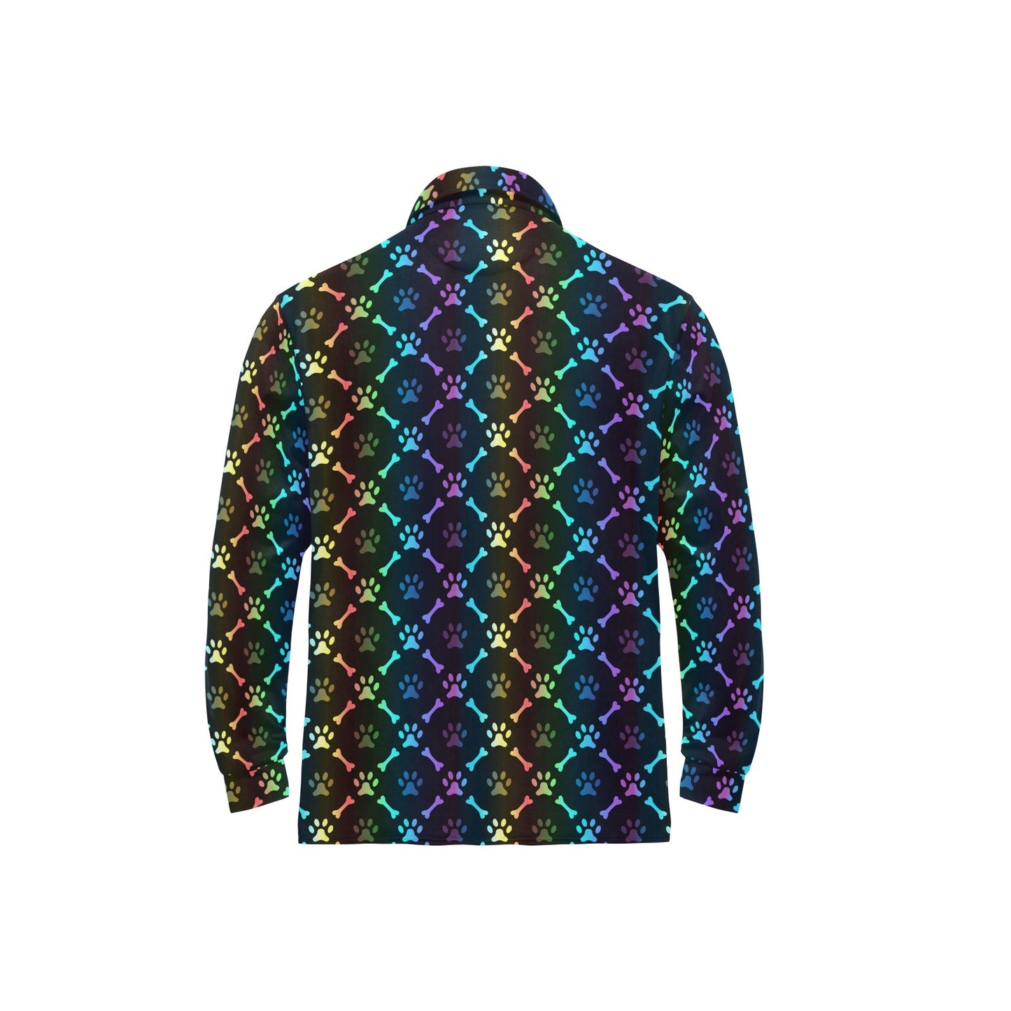 Paw Rainbow Print Long Sleeve Polo Shirt For Men's