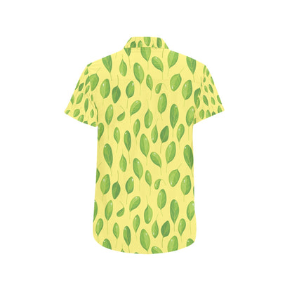 Spinach Print Design LKS302 Men Short Sleeve Button Up Shirt