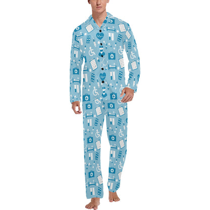 Medical Pattern Print Design 05 Men's Long Pajama Set