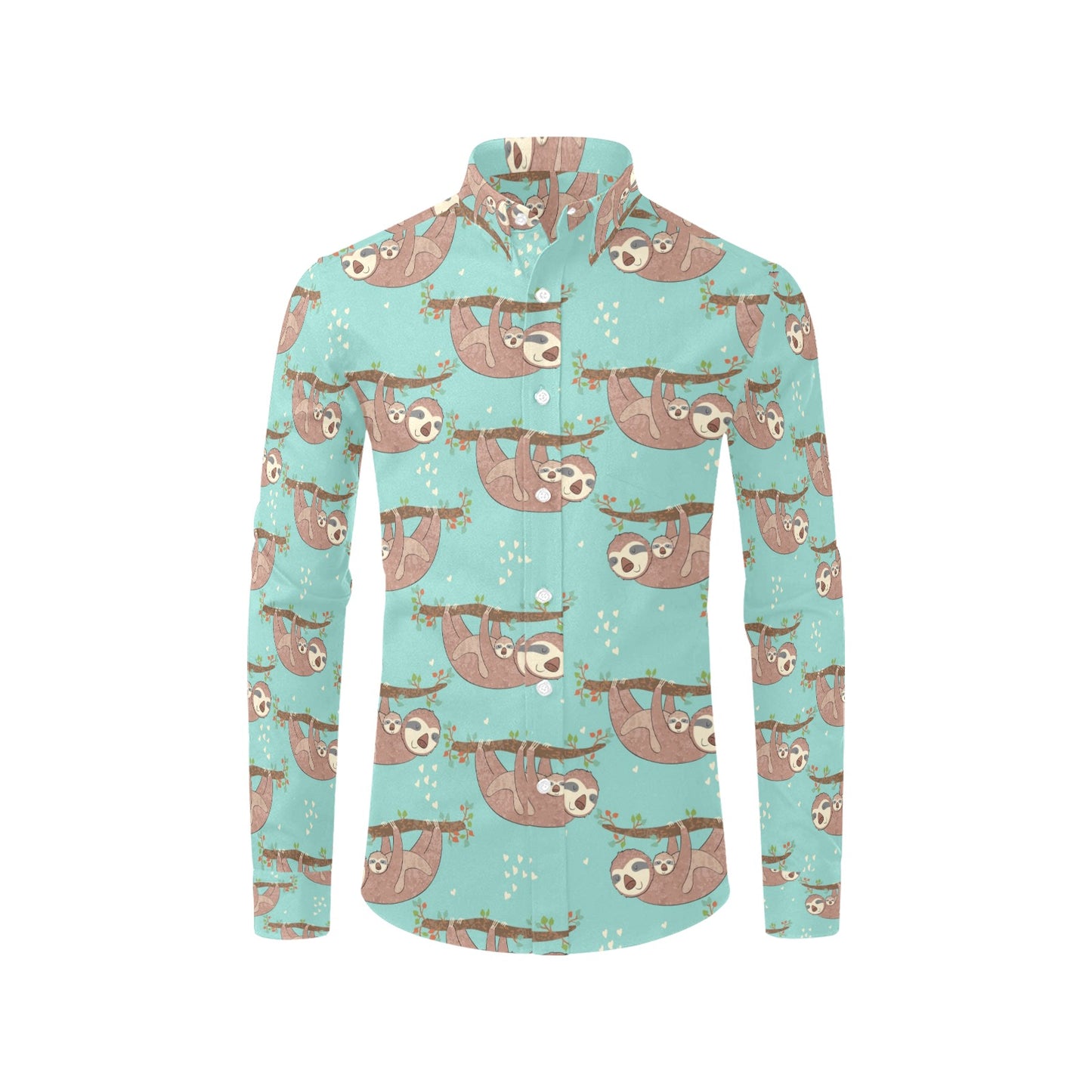 Sloth Print Design LKS302 Men's Long Sleeve Dress Shirt