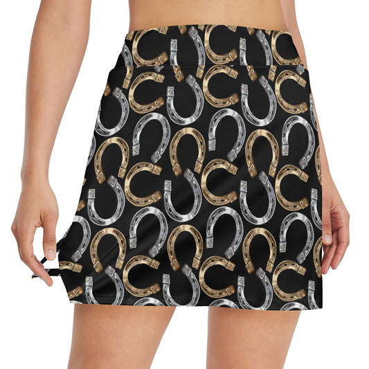 Lucky Horseshoe Modest Length 17" Golf & Pickleball Skort with Pockets