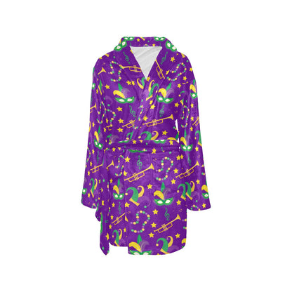 Mardi Gras Pattern Print Design 06 Women's Fleece Robe