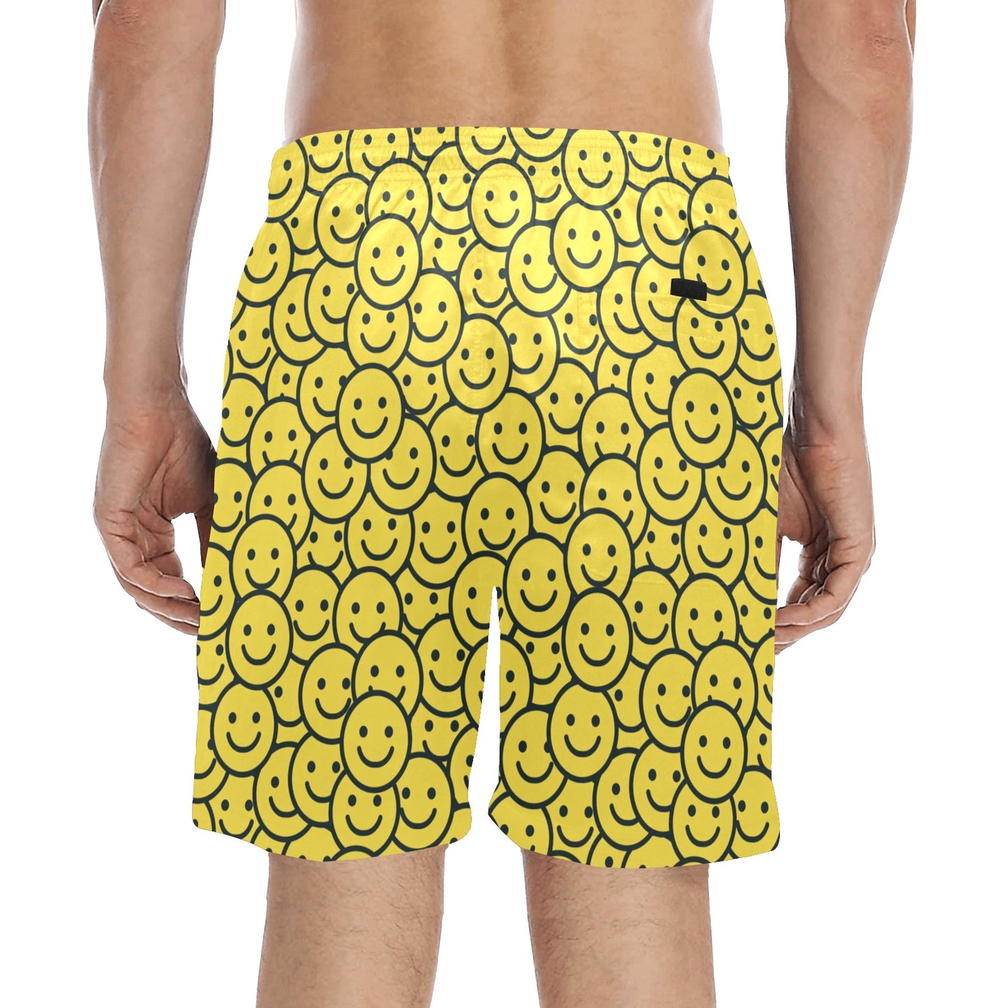 Smiley Face Emoji Print Design LKS302 Men's Swim Trunks Beach Shorts