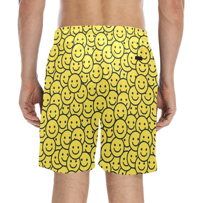 Smiley Face Emoji Print Design LKS302 Men's Swim Trunks Beach Shorts