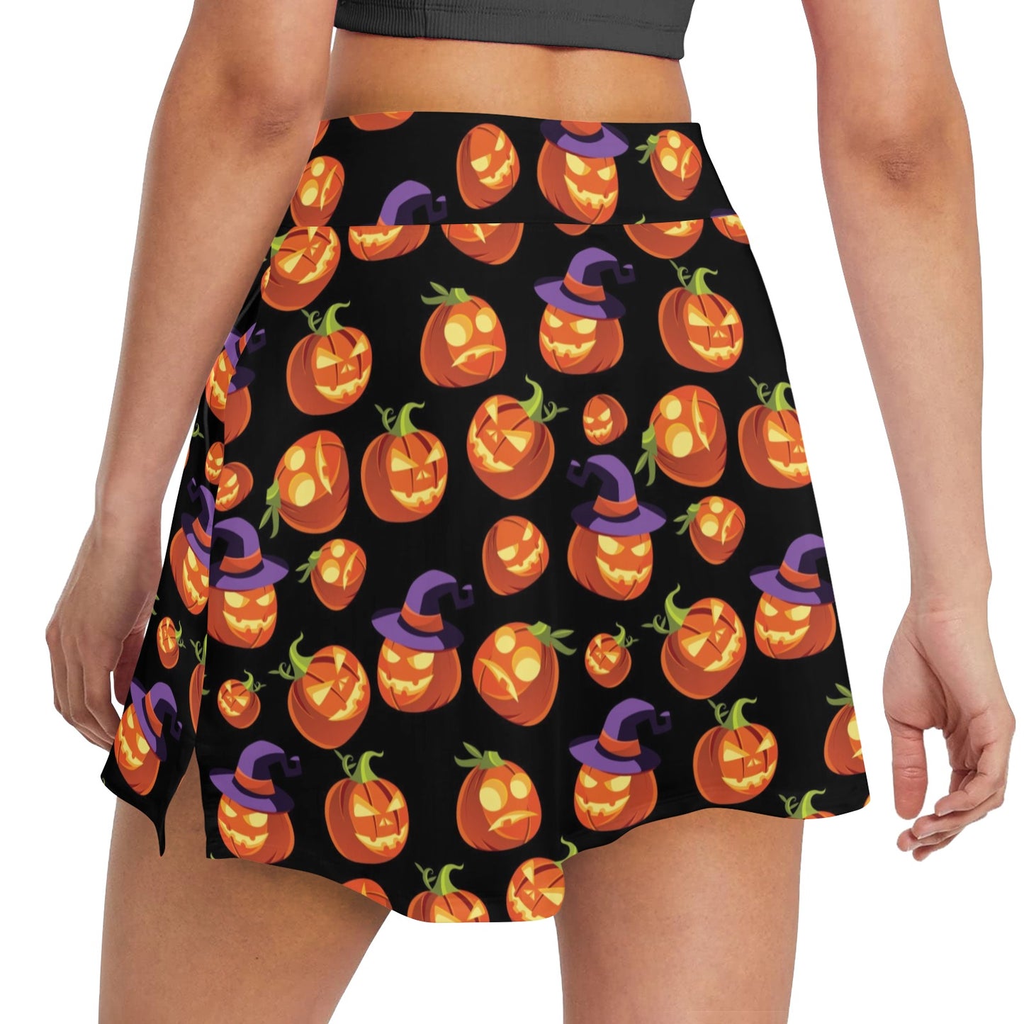 Witch Pumpkin Halloween Print LKS302 17" Golf & Pickleball Skort with Pockets