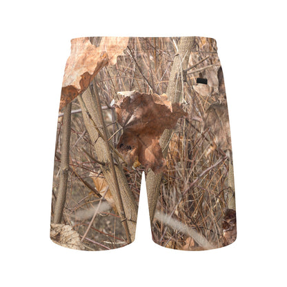 Camo Realistic Tree Forest Autumn Print Men's Swim Trunks Beach Shorts