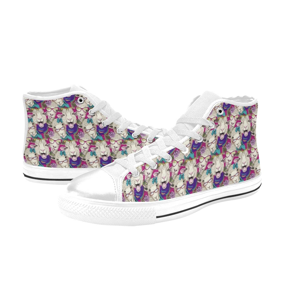 Sheep Print Design LKS403 Men's High Top Canvas Shoes