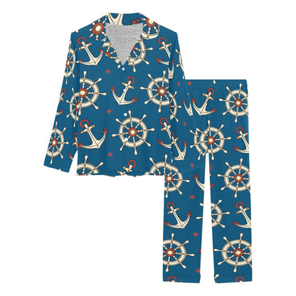 Anchor Pattern Print Design 02 Women's Long Pajama Set