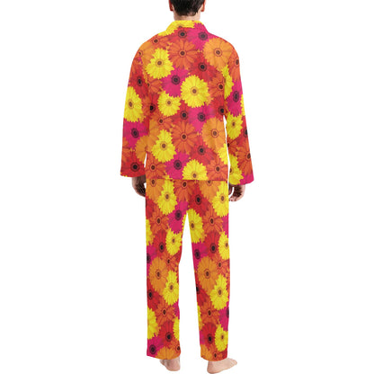 Gerberas Pattern Print Design GB05 Men's Long Pajama Set