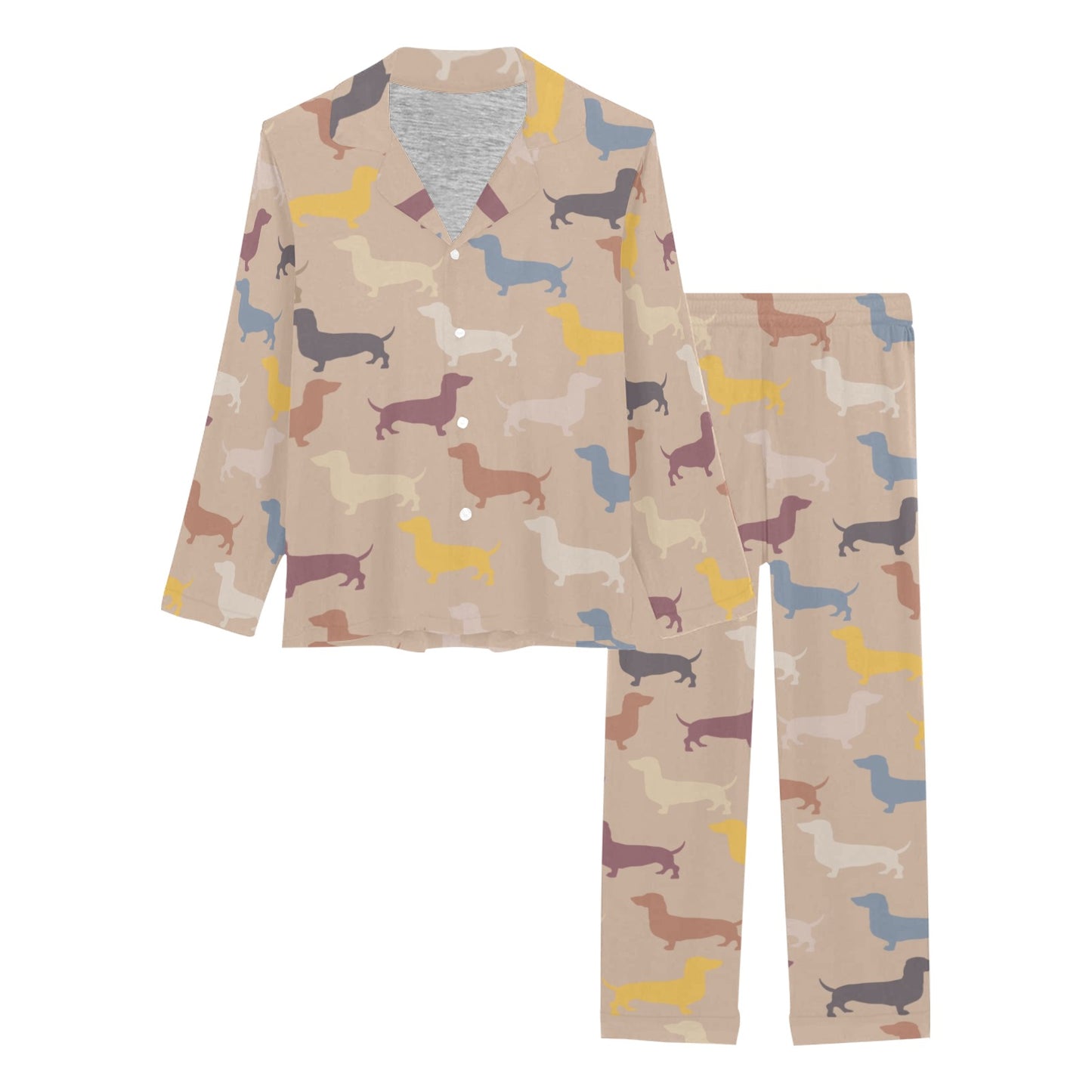 Dachshund Pattern Print Design 03 Women's Long Pajama Set