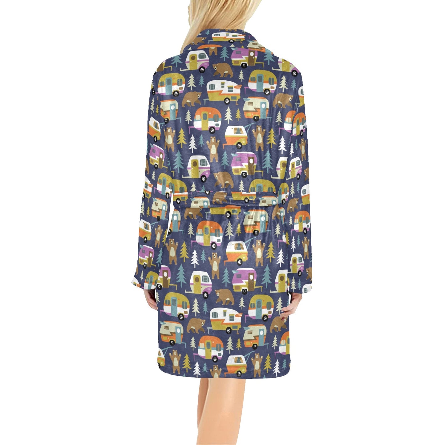 Camper Pattern Print Design 04 Women's Fleece Robe