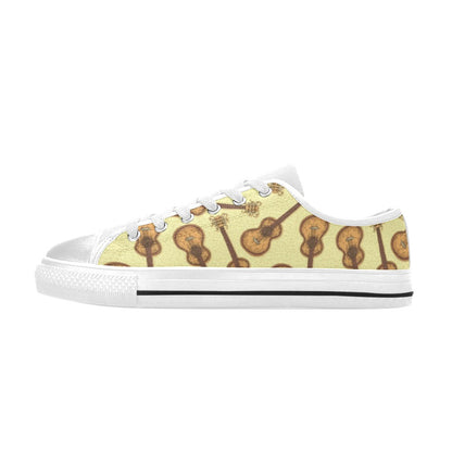 Acoustic Guitar Print Design LKS402 Women's White Low Top Shoes
