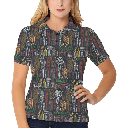 Barbecue Pattern Print Design 03 Women's Polo Shirt