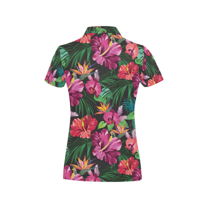 Hawaiian Flower Hibiscus tropical Women's Polo Shirt
