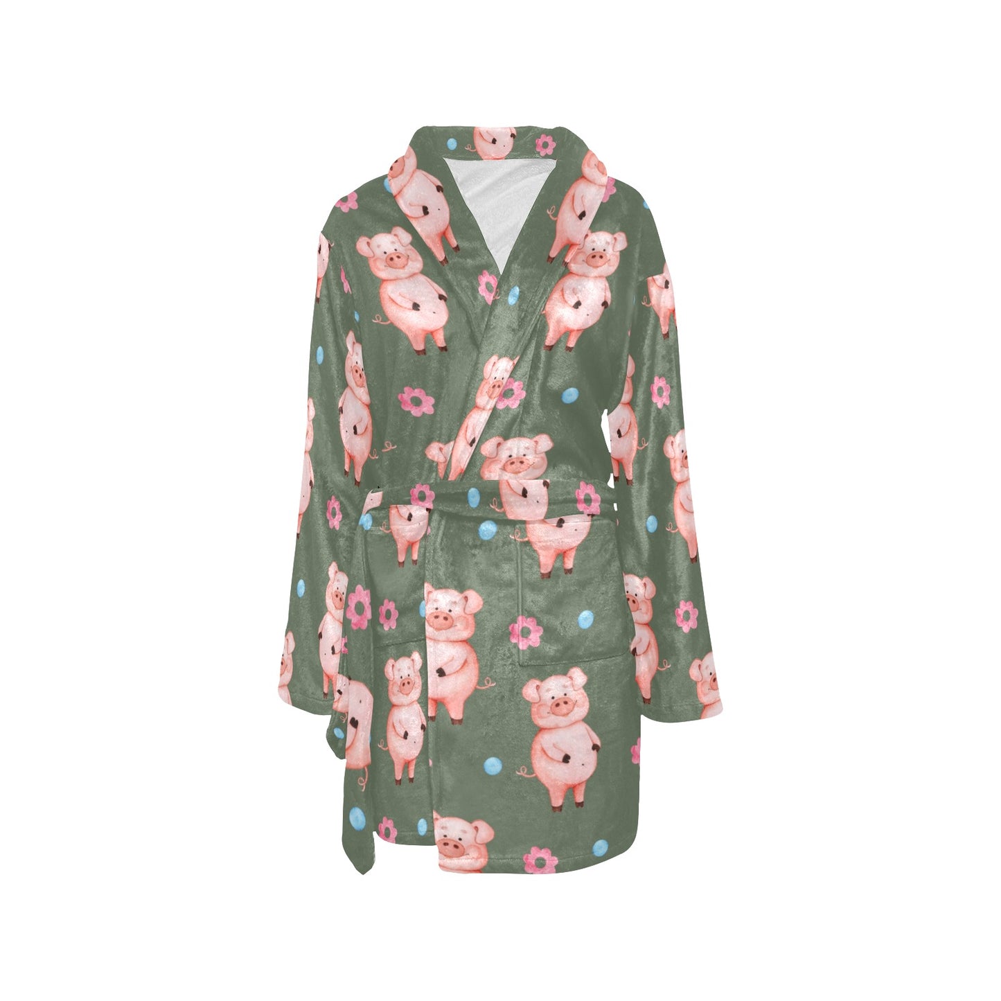 Pig Pattern Print Design 03 Women's Fleece Robe