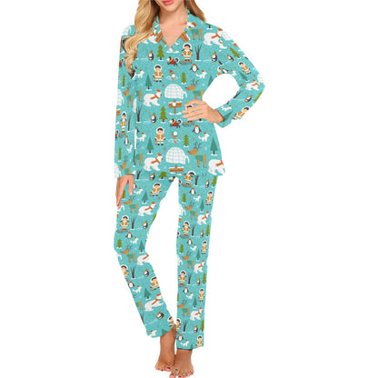 Eskimo Pattern Print Design 01 Women's Long Pajama Set