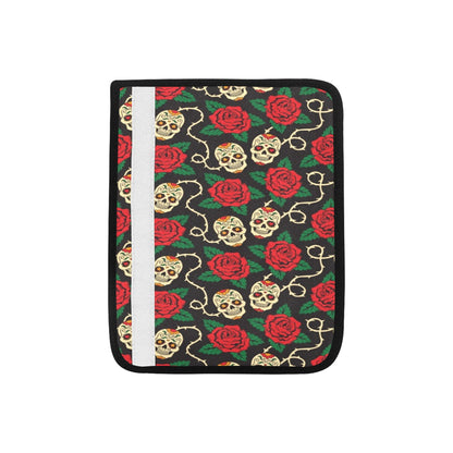 Sugar Skull Red Rose Print Design LKS301 Car Seat Belt Cover