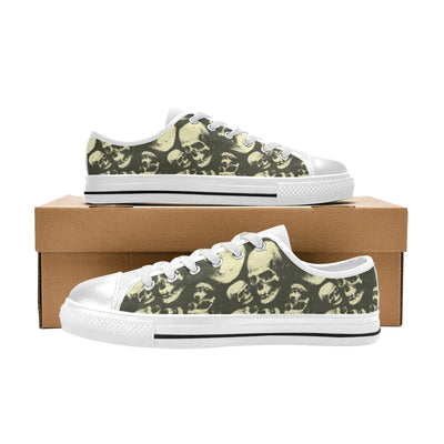 Skull Print Design LKS302 Women's White Low Top Shoes