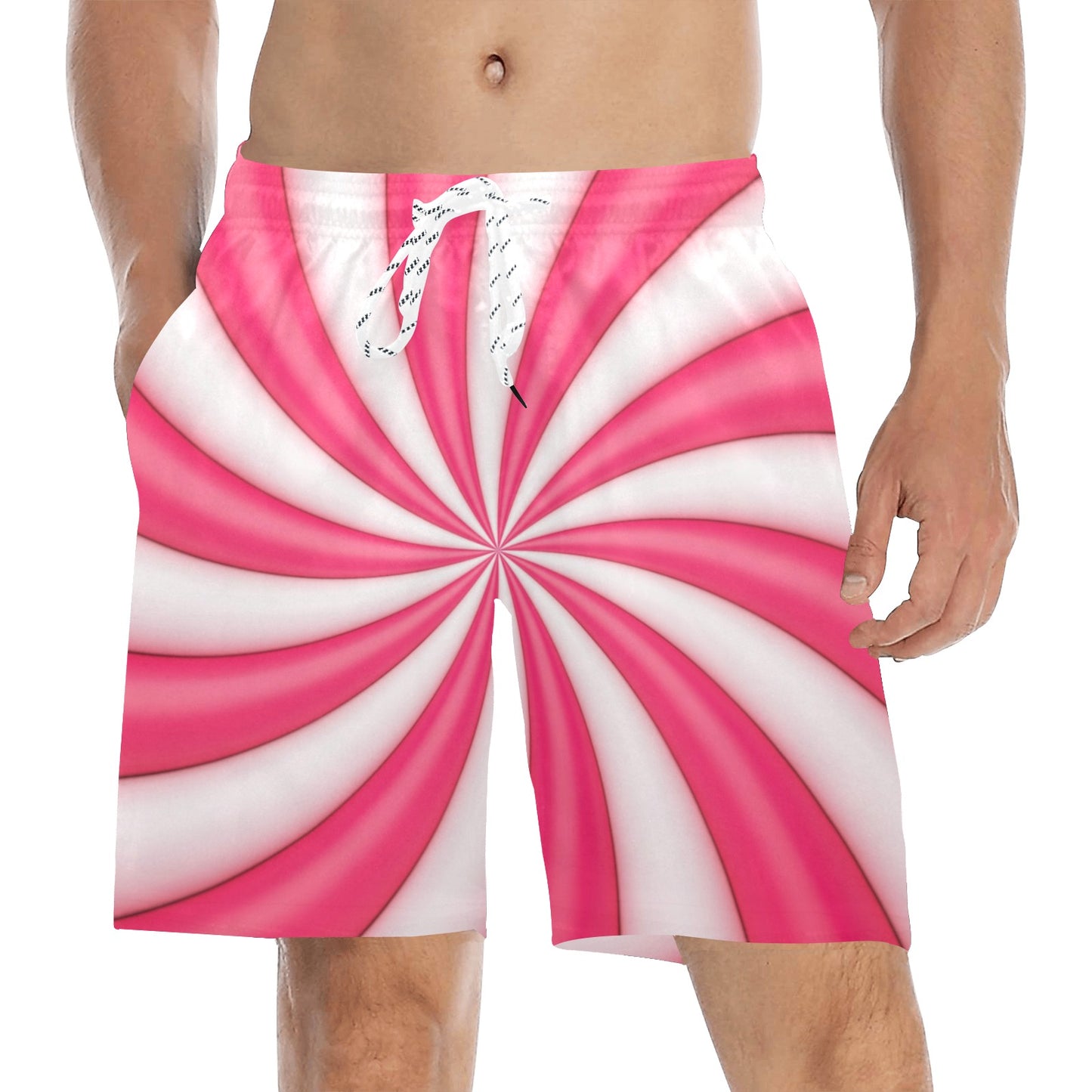 Vortex Twist Swirl Candy Print Men's Swim Trunks Beach Shorts