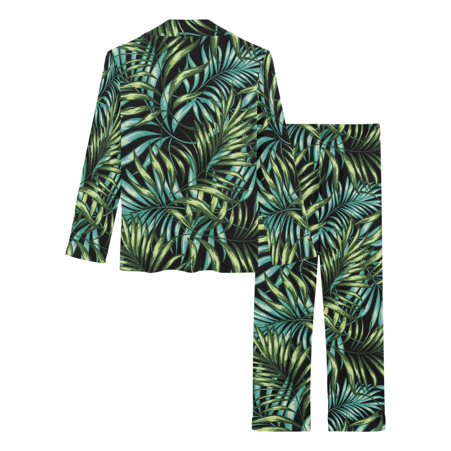 Tropical Flower Pattern Print Design TF08 Women's Long Pajama Set