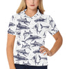 Great White Shark Pattern Print Design 02 Women's Polo Shirt