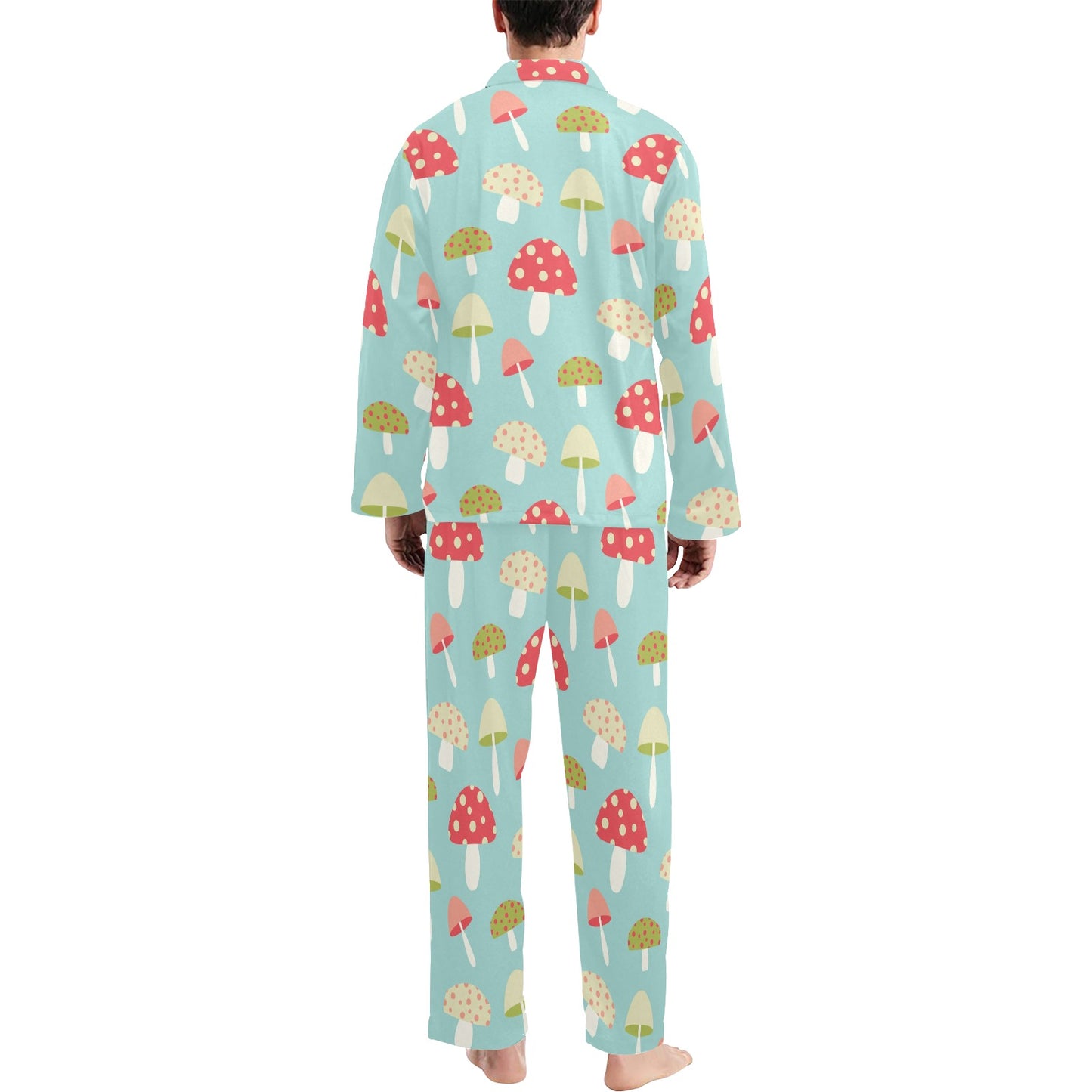 Mushroom Pattern Print Design A01 Men's Long Pajama Set