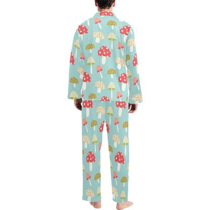 Mushroom Pattern Print Design A01 Men's Long Pajama Set
