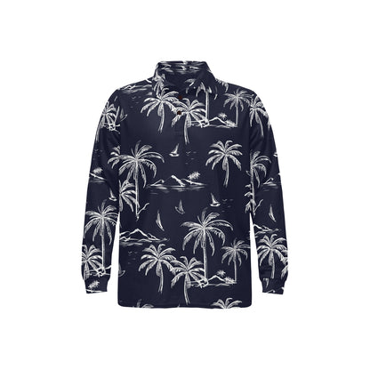 Pacific island Pattern Print Design A02 Long Sleeve Polo Shirt For Men's