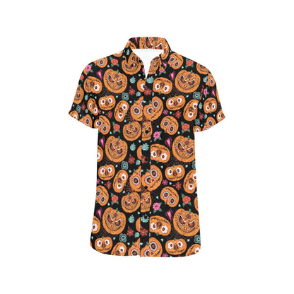 Halloween Print Design LKS402 Men Short Sleeve Button Up Shirt