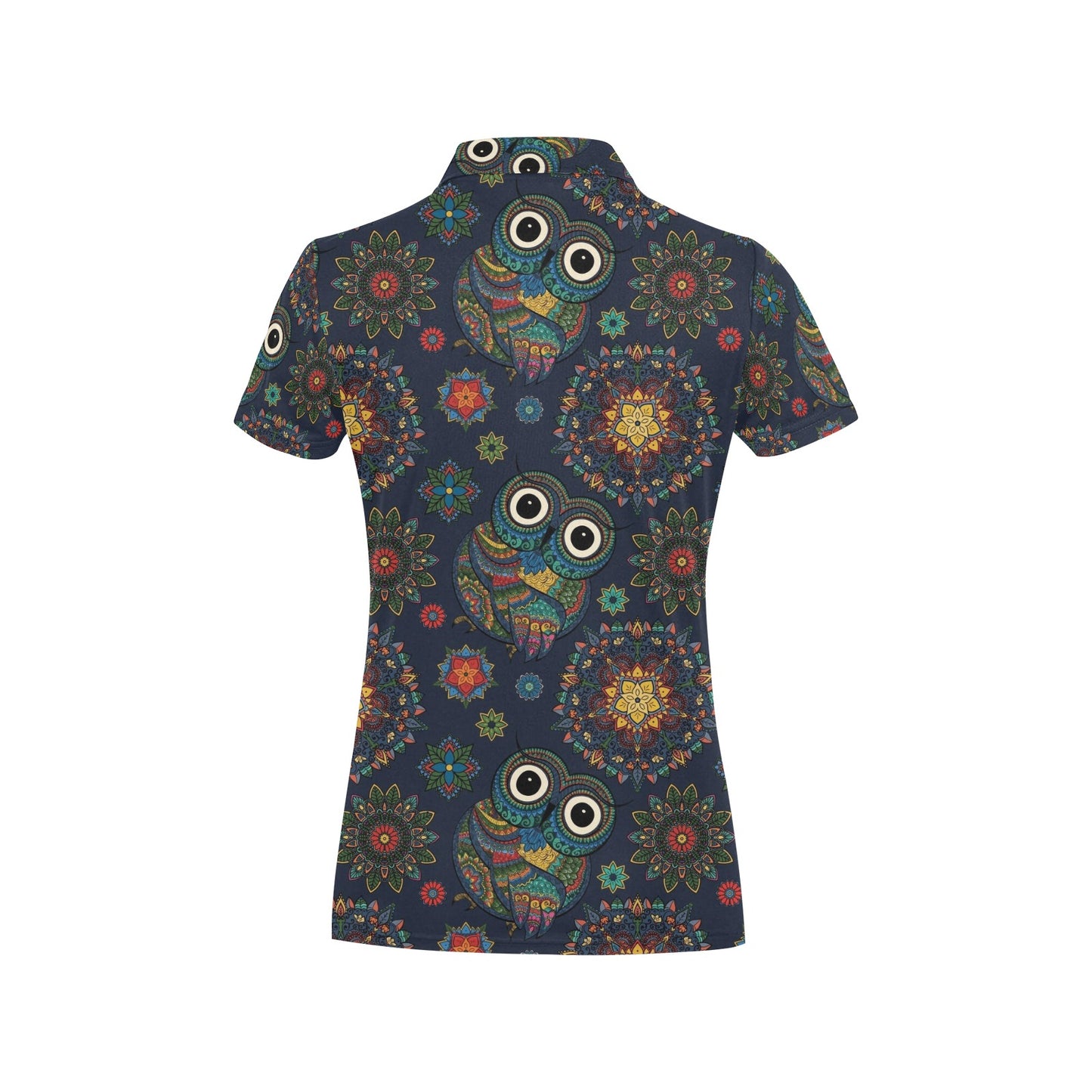 Owl Boho Style Pattern Print Design A04 Women's Polo Shirt