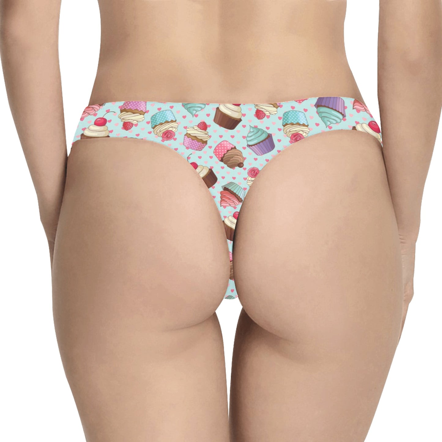 Cupcakes Fancy Heart Print Pattern Women's Thongs