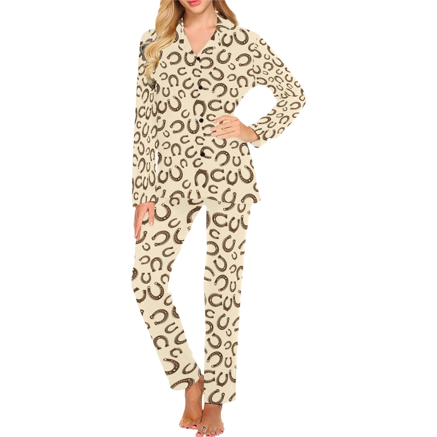 Horseshoe Print Design LKS302 Women's Long Pajama Set