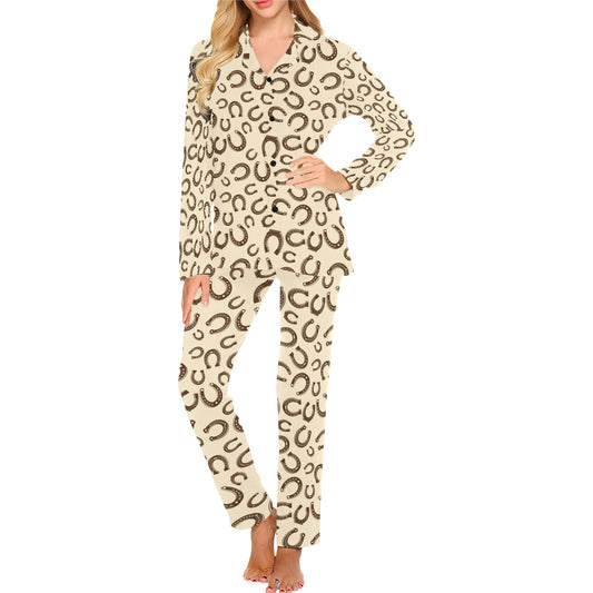 Horseshoe Print Design LKS302 Women's Long Pajama Set