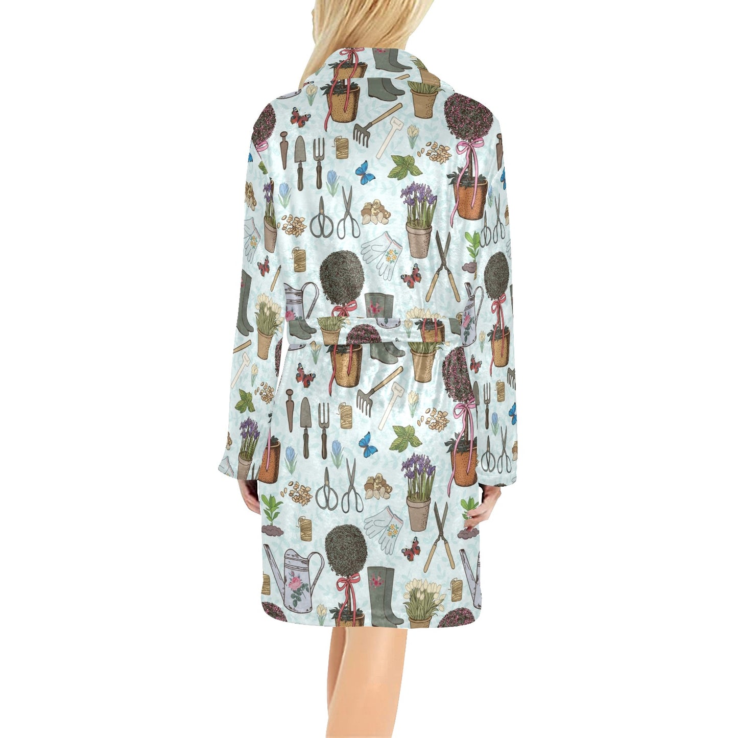 Gardening Pattern Print Design G01 Women's Fleece Robe
