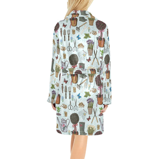 Gardening Pattern Print Design G01 Women's Fleece Robe