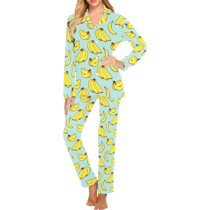 Banana Pattern Print Design BA04 Women's Long Pajama Set