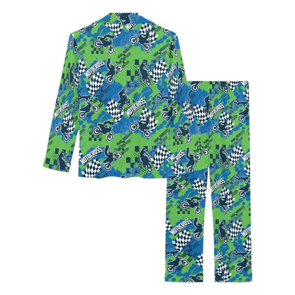 Motocross Pattern Print Design 04 Women's Long Pajama Set