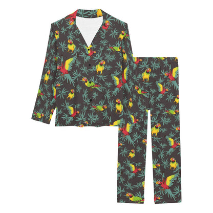 Parrot Themed Print Women's Long Pajama Set