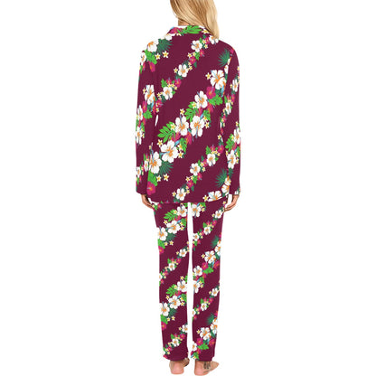 Hawaiian Themed Pattern Print Design H06 Women's Long Pajama Set