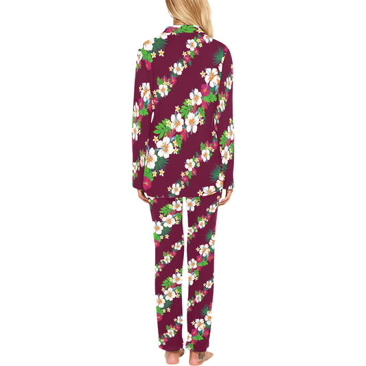 Hawaiian Themed Pattern Print Design H06 Women's Long Pajama Set
