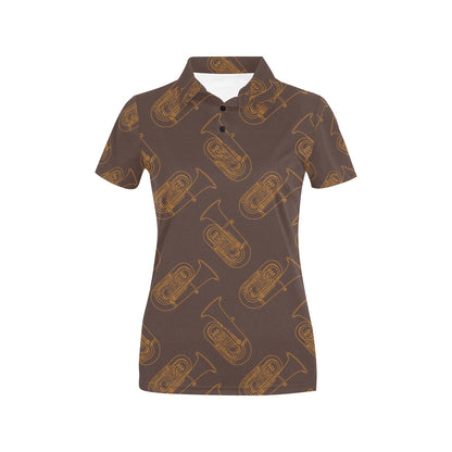 Tuba Pattern Print Design 02 Women's Polo Shirt
