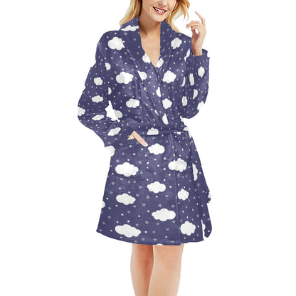 Cloud Pattern Print Design 03 Women's Fleece Robe