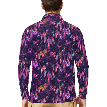 Dream catcher neon Long Sleeve Polo Shirt For Men's