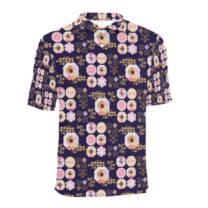 Sakura Japan Style Print Design LKS302 Men Polo Shirt