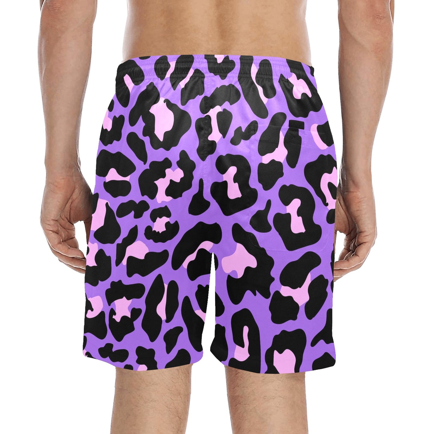 Cheetah Purple Neon Print Pattern Men's Swim Trunks Beach Shorts