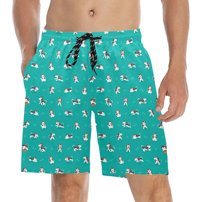 Siberian Huskies Print Design LKS303 Men's Swim Trunks Beach Shorts