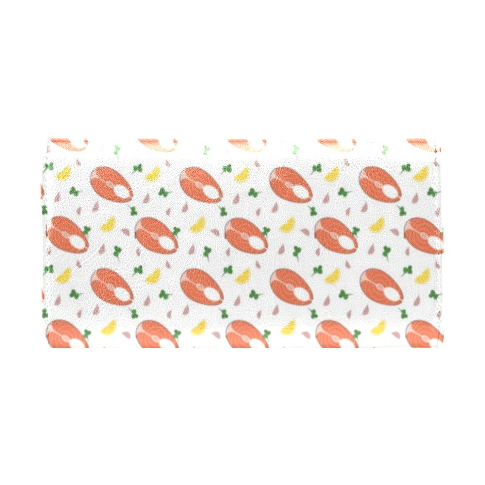 Salmon Steak Print Design LKS303 Women's Trifold Wallet