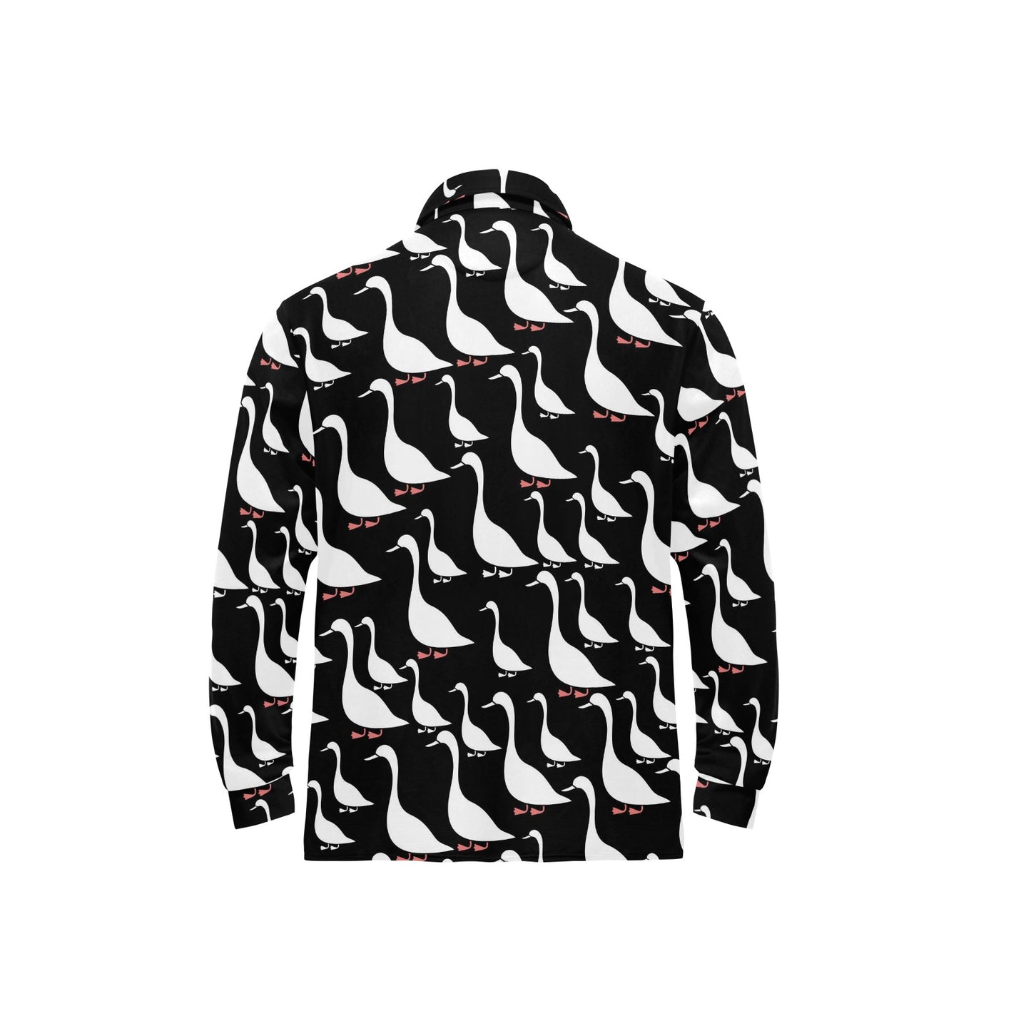 Goose Pattern Print Design 01 Long Sleeve Polo Shirt For Men's